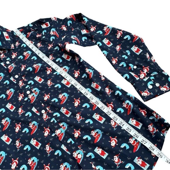 Simon Banks Christmas Holiday Santa Button Up Mens Long Sleeve Shirt Size SM NWT - Picture 7 of 9